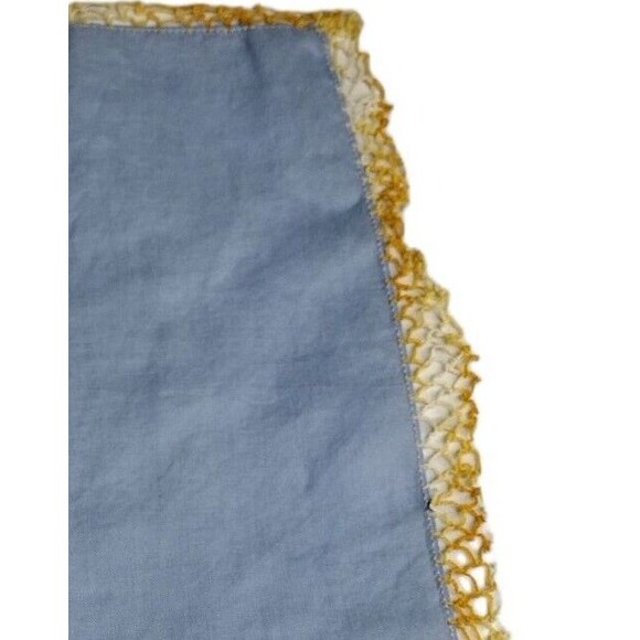 VTG Blue Handkerchief Hanky Scarf Ombre Crocheted Edge Yellow White Orange 12" - Picture 3 of 4